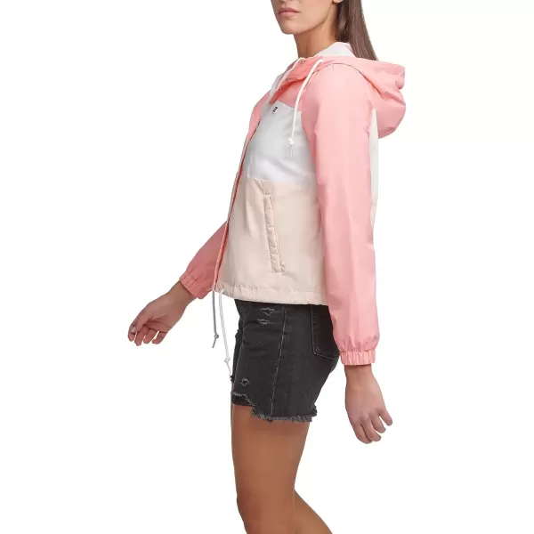 imageLevis Womens Retro Hooded Rain Windbreaker Jacket Standard ampamp Plus SizesScallop Shell Colorblock