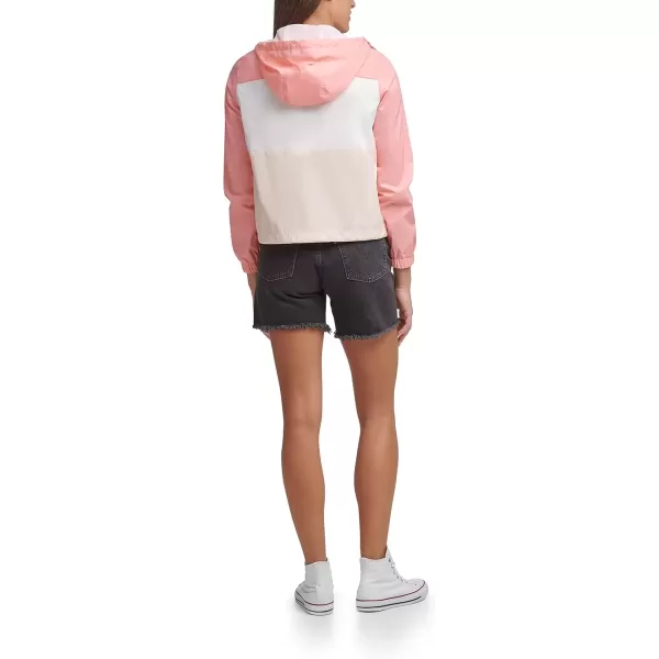 imageLevis Womens Retro Hooded Rain Windbreaker Jacket Standard ampamp Plus SizesScallop Shell Colorblock