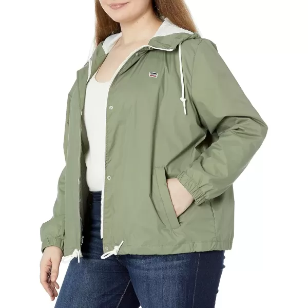 imageLevis Womens Retro Hooded Rain Windbreaker Jacket Standard ampamp Plus SizesSea Spray Green