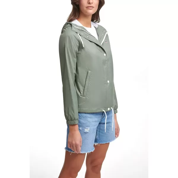 imageLevis Womens Retro Hooded Rain Windbreaker Jacket Standard ampamp Plus SizesSea Spray Green