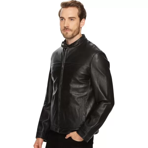 imageCole Haan Mens Bonded Leather Moto JacketBlack