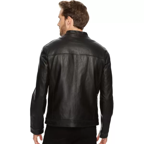 imageCole Haan Mens Bonded Leather Moto JacketBlack