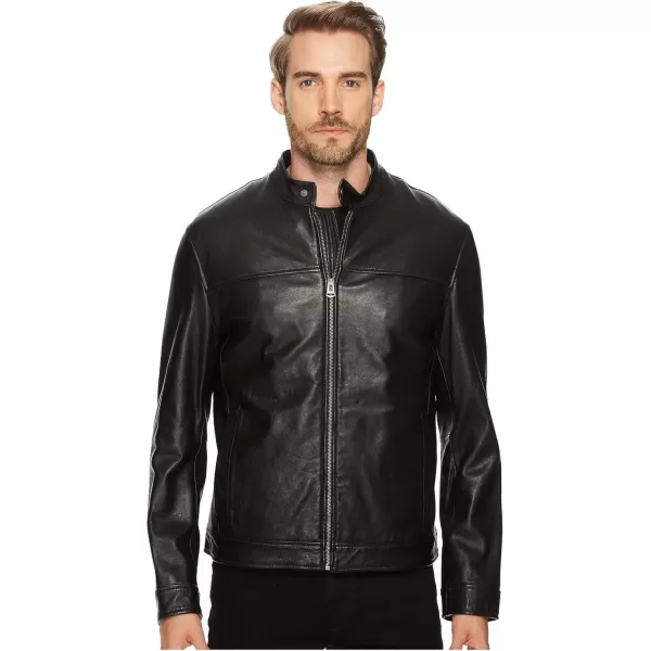 imageCole Haan Mens Bonded Leather Moto JacketBlack