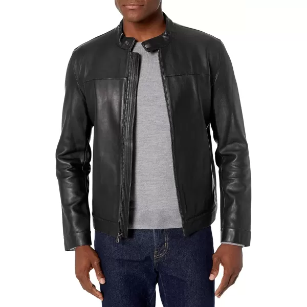 imageCole Haan Mens Bonded Leather Moto JacketBlack