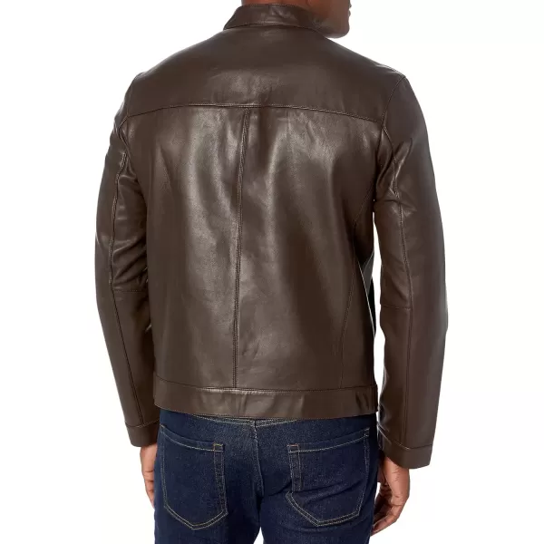 imageCole Haan Mens Bonded Leather Moto JacketDark Brown