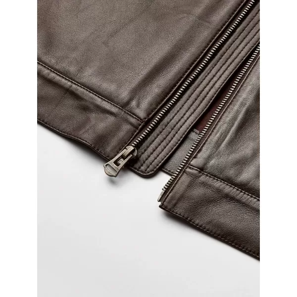 imageCole Haan Mens Bonded Leather Moto JacketDark Brown