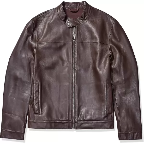 imageCole Haan Mens Bonded Leather Moto JacketDark Brown