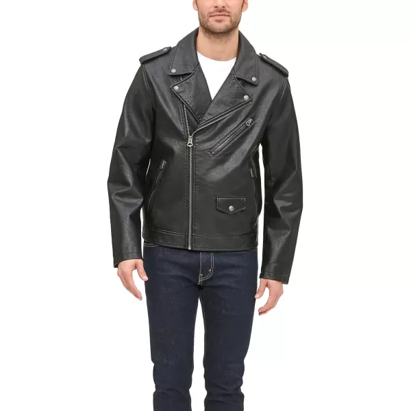 imageLevis Mens Faux Leather Classic Motorcycle JacketBlack