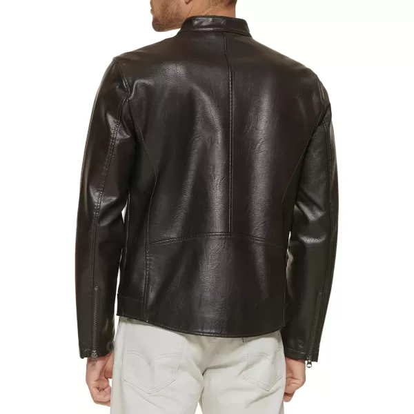 imageLevis Mens Faux Leather Racer JacketDark Brown