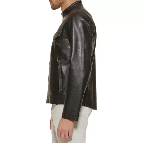 imageLevis Mens Faux Leather Racer JacketDark Brown