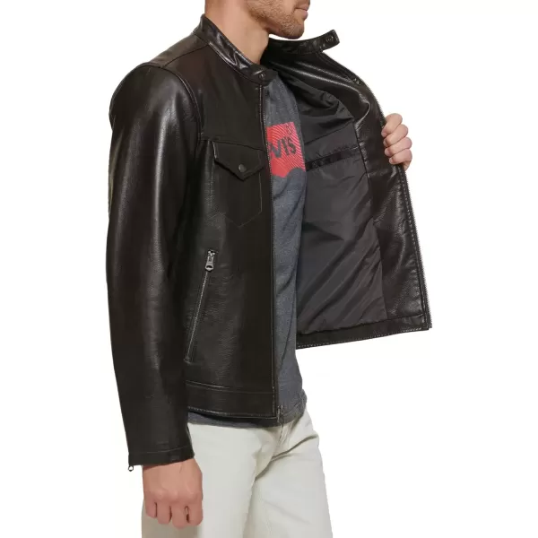 imageLevis Mens Faux Leather Racer JacketDark Brown