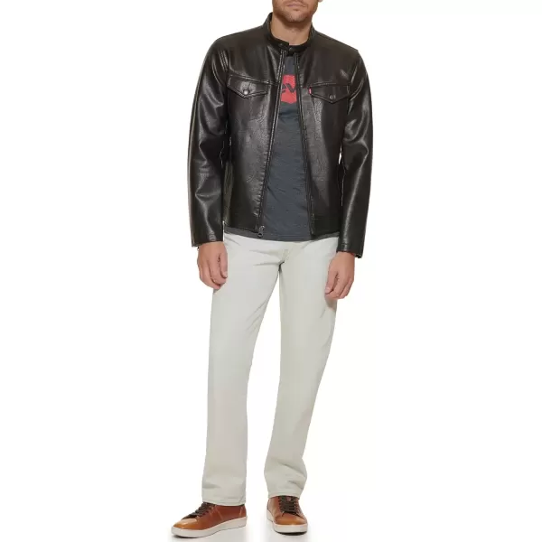 imageLevis Mens Faux Leather Racer JacketDark Brown