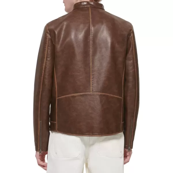 imageLevis Mens Faux Leather Racer JacketSaddle