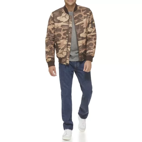 imageLevis Mens MA1 Flight Lightweight ZipUp Bomber JacketBrown Camo Ma1 Filled