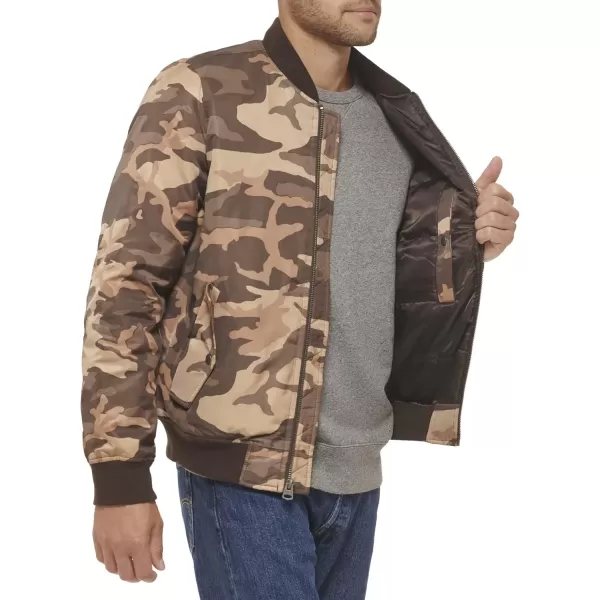 imageLevis Mens MA1 Flight Lightweight ZipUp Bomber JacketBrown Camo Ma1 Filled