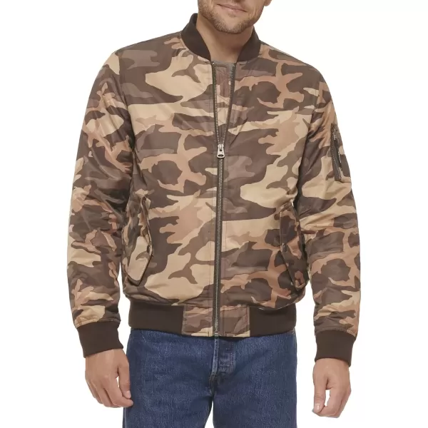 imageLevis Mens MA1 Flight Lightweight ZipUp Bomber JacketBrown Camo Ma1 Filled