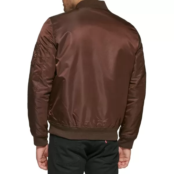 imageLevis Mens MA1 Flight Lightweight ZipUp Bomber JacketDark Brown Ma1 Filled