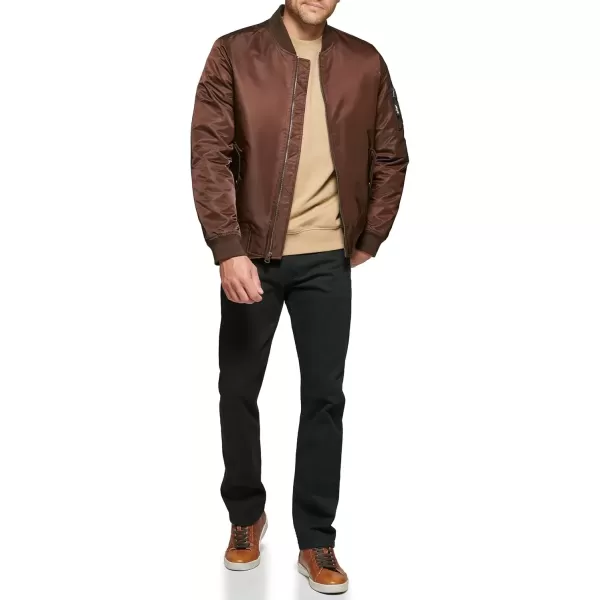 imageLevis Mens MA1 Flight Lightweight ZipUp Bomber JacketDark Brown Ma1 Filled