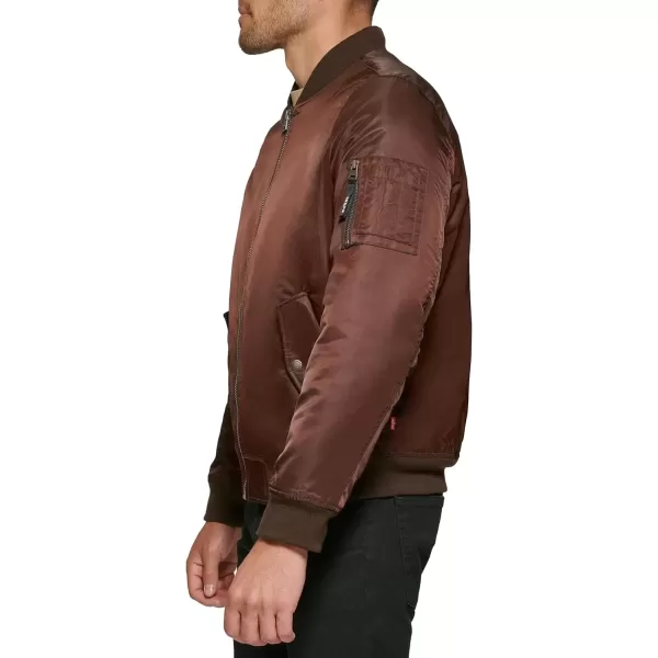 imageLevis Mens MA1 Flight Lightweight ZipUp Bomber JacketDark Brown Ma1 Filled