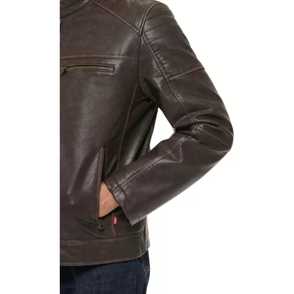 imageLevis mens Faux Leather Racer JacketDeep Brown Modern Hooded