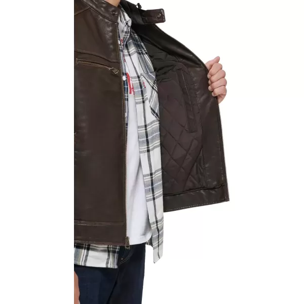 imageLevis mens Faux Leather Racer JacketDeep Brown Modern Hooded