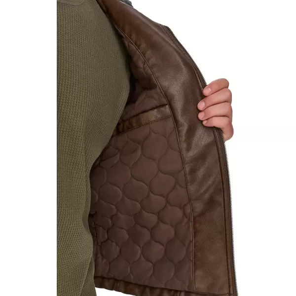 imageLevis mens Faux Leather Racer JacketSaddle Two Tone Hooded