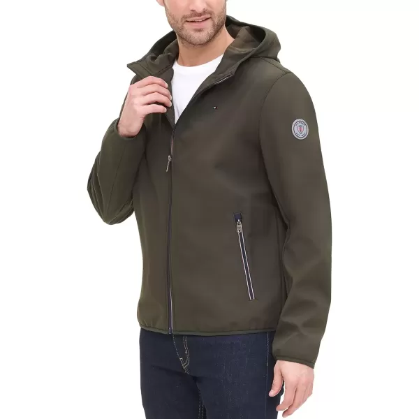 imageTommy Hilfiger Mens Hooded Performance Soft Shell JacketOlive