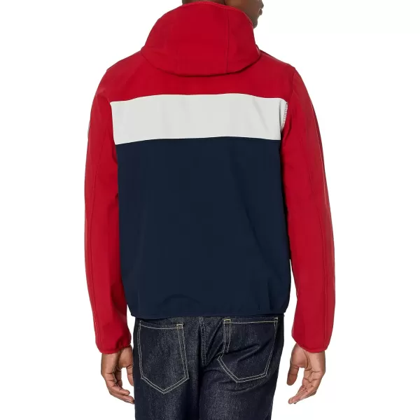 imageTommy Hilfiger Mens Hooded Performance Soft Shell JacketRedIceNavy Color Block