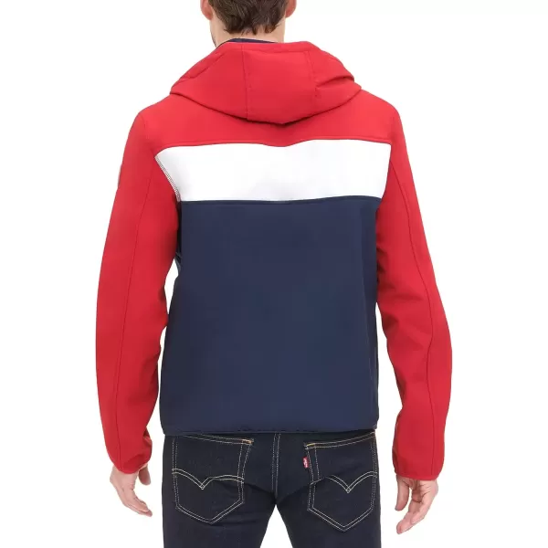 imageTommy Hilfiger Mens Hooded Performance Soft Shell JacketRedWhiteNavy