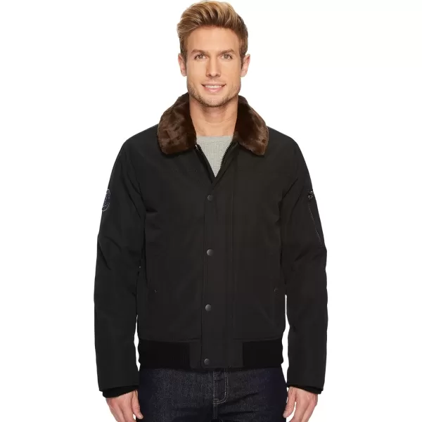 imageTommy Hilfiger Mens Tommy Hilfiger Mens Laydown Removable Pile Collar Officer JacketBlack