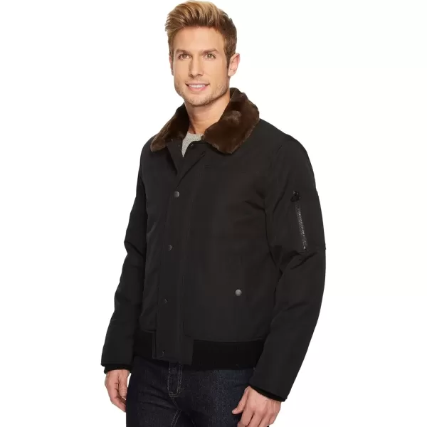 imageTommy Hilfiger Mens Tommy Hilfiger Mens Laydown Removable Pile Collar Officer JacketBlack