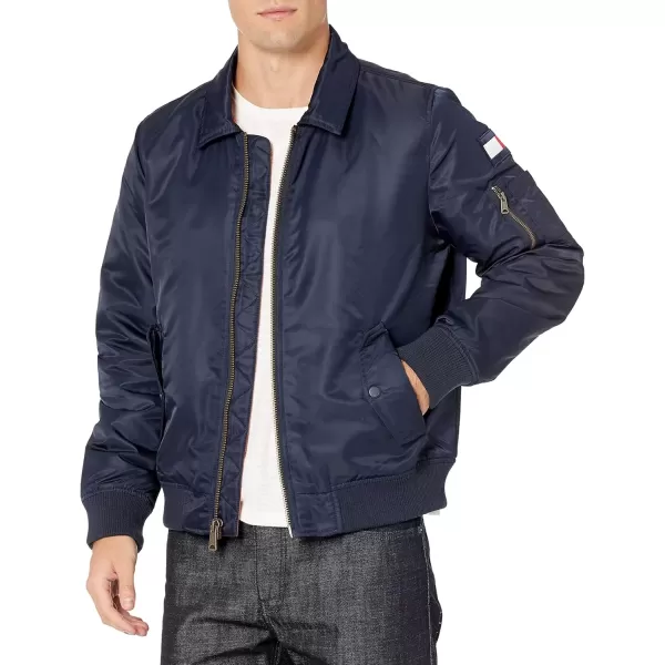 imageTommy Hilfiger Mens Tommy Hilfiger Mens Laydown Removable Pile Collar Officer JacketNavy W Flag Patch