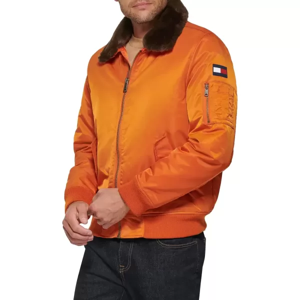 imageTommy Hilfiger Mens Tommy Hilfiger Mens Laydown Removable Pile Collar Officer JacketOrange