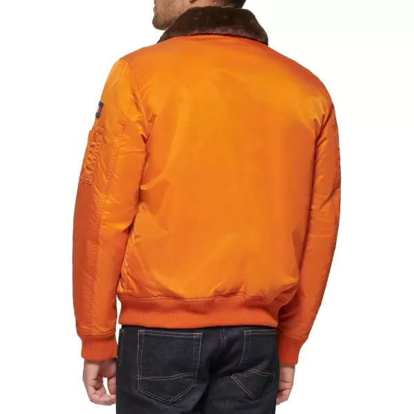 imageTommy Hilfiger Mens Tommy Hilfiger Mens Laydown Removable Pile Collar Officer JacketOrange