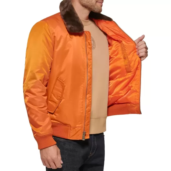 imageTommy Hilfiger Mens Tommy Hilfiger Mens Laydown Removable Pile Collar Officer JacketOrange