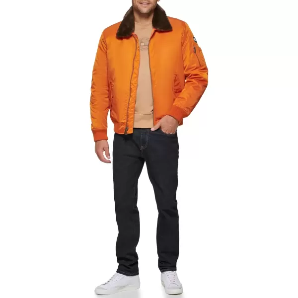 imageTommy Hilfiger Mens Tommy Hilfiger Mens Laydown Removable Pile Collar Officer JacketOrange