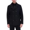 imageKenneth Cole Mens Double Breasted Bib PeacoatPea Coat Black