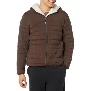 imageCalvin Klein mens Midweight Sherpa Lined PufferHooded Down Brown Camel