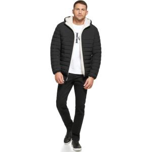 imageCalvin Klein mens Midweight Sherpa Lined PufferHooded Down Ebony