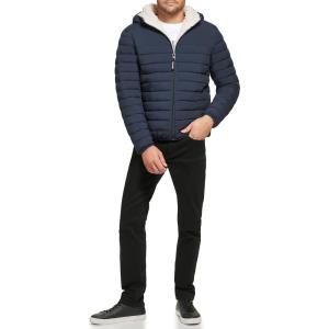 imageCalvin Klein mens Midweight Sherpa Lined PufferHooded Down True Navy