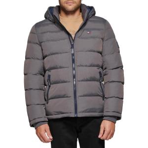 imageTommy Hilfiger Mens Hooded Puffer Jacket Standard and Big ampamp TallCharcoal