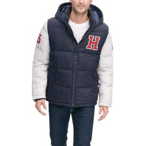 imageTommy Hilfiger Mens Hooded Puffer Jacket Standard and Big ampamp TallNavy