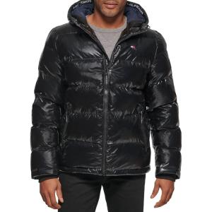 imageTommy Hilfiger Mens Hooded Puffer Jacket Standard and Big ampamp TallNew Pearlized Black