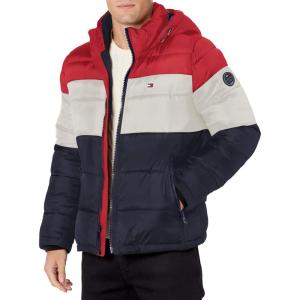 imageTommy Hilfiger Mens Hooded Puffer Jacket Standard and Big ampamp TallNew RedIceNavy