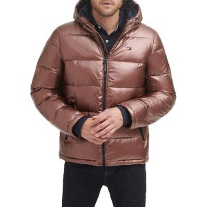 imageTommy Hilfiger Mens Hooded Puffer Jacket Standard and Big ampamp TallPearlized Brown