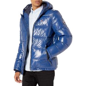 imageTommy Hilfiger Mens Hooded Puffer Jacket Standard and Big ampamp TallPearlized Deep Blue