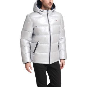 imageTommy Hilfiger Mens Hooded Puffer Jacket Standard and Big ampamp TallPearlized Grey