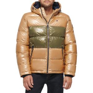 imageTommy Hilfiger Mens Hooded Puffer Jacket Standard and Big ampamp TallPearlized KhakiOlive