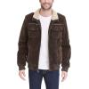 imageLevis Mens Faux Leather Aviator Bomber Jacket Regular ampamp Big ampamp Tall SizesDark Brown Faux Suede