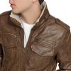 imageLevis Mens Faux Leather Aviator Bomber Jacket Regular ampamp Big ampamp Tall SizesLight Brown BisonSherpa Lined